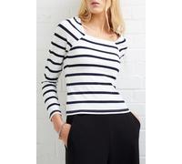 French Connection Rallie Stripe Ls Sq Nk Tee Stripe S White/marin Taglia: S | Maglie a manica lunga Outlet | Donna | Bianco