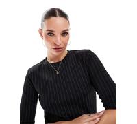 French Connection - Regina - T-shirt aderente nero gessato in coordinato S