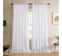 French Connection - Set di 2 pannelli per finestra, semi velati, decorazione moderna per la casa, per soggiorno, sala da pranzo, camera da letto, dormitorio, misure 127 x 213 cm, bianco crema