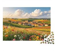 French Countryside Puzzles for Elderly 1000 Pezzi Recyclable Paper Flower Fields Puzzle for Adultos Interesting Family Accessori per Gioco Party Accessori per Gioco per la Casa 52x38cm/1000pcs