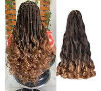 French Curl Braiding Hair Extension 18 pollici Curl Crochet Braids Spiral Extension Pre Stretched French Curls Braiding Hair Extensions for Women(T30, 18 pollici (confezione da 8)