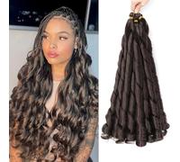 French Curly Braiding Hair for Box Braids 22 inch Loose Wave Braiding Hair Pre Stretched Bouncy Braiding Hair Crochet Hair Spiral Curl Hair Extensions for Women (4#, 22 inch (Pack of 6))
