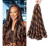 French Curly Braiding Hair for Box Braids 22 inch Loose Wave Braiding Hair Pre Stretched Bouncy Braiding Hair Crochet Hair Spiral Curl Hair Extensions for Women (P4/30#, 22 inch (Pack of 6))