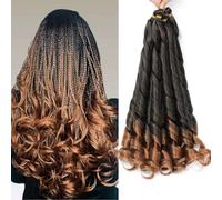 French Curly Braiding Hair for Box Braids 22 inch Loose Wave Braiding Hair Pre Stretched Bouncy Braiding Hair Crochet Hair Spiral Curl Hair Extensions for Women (T30#, 22 inch (Pack of 6))