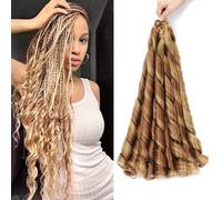 French Curly Braiding Hair for Box Braids 22 inch Loose Wave Braiding Hair Pre Stretched Bouncy Braiding Hair Crochet Hair Spiral Curl Hair Extensions for Women (P30/27#, 22 inch (Pack of 6))