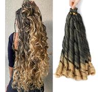 French Curly Braiding Hair for Box Braids 22 inch Loose Wave Braiding Hair Pre Stretched Bouncy Braiding Hair Crochet Hair Spiral Curl Hair Extensions for Women (T27#, 22 inch (Pack of 6))