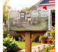 French Dogs - Coperture magnetiche per cassetta postale da giardino, 53,3 x | Illustrazione di cani francesi, copertura della cassetta delle lettere, scena del portico del giardino