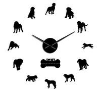 French Dogue De Bordeaux Cartoon Orologio da parete fai da te Decorazioni per la casa Cool Dog Breed Camera dei bambini Nursery Orologio da parete vintage silenzioso Regali nero 37 pollici(90cm)