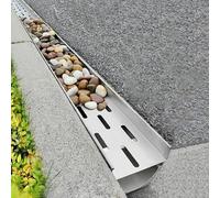 French Drain System, kit di drenaggio per esterni con copertura per giardino, patio e marciapiede, 100 x 15 x 20 cm, imbottitura in ciottoli inclusa