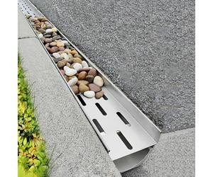 French Drain System, kit di drenaggio per esterni con copertura per giardino, patio e marciapiede, 100 x 15 x 20 cm, imbottitura in ciottoli inclusa