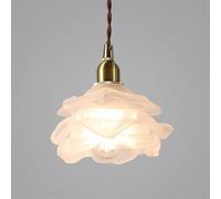 French Flower Shape Pendant Light - Antique Rose Petal Ceiling Hanging Lamp, Small Nordic Chandelier for Dining Room, Kitchen Island, Bathroom, Bedroom, Farmhouse(Frosted Glass)