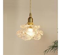 French Flower Shape Pendant Light - Antique Rose Petal Ceiling Hanging Lamp, Small Nordic Chandelier for Dining Room, Kitchen Island, Bathroom, Bedroom, Farmhouse(Clear Glass)