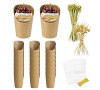 French Fries Holder - Brown, 50 Pack Paper Appetizer Cups With Sticks, Food Marker Cocktail Picks, Small Snack Dessert Cups, 3.5x2.5 Inch, Grease Resistant | Popcorn, Ice Cream, Egg Puff, Fries,