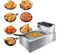 French Fries Pot 6L 12L Deep Fryer, Home Deep Fryer and Commercial Air Fryer Stainless Steel Single Pot(6l-single Cylinder)