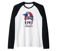 French Girl French Heritage France Flag Maglia con Maniche Raglan