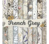 French Grey Floral Scrapbook Paper Craft Pad: 18 Grey Flower Designs 36 Double-Sided Sheets Printed on 8.5"x8.5" Size Paper. Great for Decorations, ... Junk Journal and DIY Projects and More!