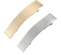 French Hair Clips, Retro Metal Barrettes, Non-Slip Spring Clip, Strong Grip, Stylish Rectangular Design, Ideal for Thick Hair & Formal Events, 3.54x0.79 Inches, Gold/silver, 1 Pack