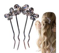 French Hair Pin - 4 Rami Strass per Bastone,Forchette Capelli a U Pinze