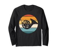 French Horn Instrument Retro Tramonto Maglia a Manica