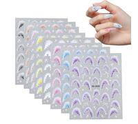 French Manicure Stickers - 3D Embossed Decal, 8 Sheets French Tip Nail Strips | Embossed Nail Stickers For Women Girls Salon Fingernail Beauty Art Design European American Style Series