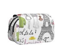 French Paris Tour Tour Eiffel stampa matita portatile borsa cosmetica articoli da toeletta borse multiuso carino grande capacità uso quotidiano