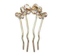 French Pins Thick Hair - Alloy, 9.5cm, 4 Prong, Rhinestone Hair Fork | U Shape Hairs Fork, Hairs Styling Accessories For Women, Girls, Wedding, Party, Graduation, Banquet, Celebration