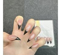 French Press Claw on Nails Medium Almonds Stiletto Handmade Nude Black Gothic Style Halloween Reusable Thick Acrylic Press on Nails Cat Dragon Eagle Claw False Nail Glossy Glue on Nail (L)