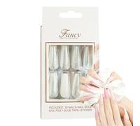 French Press on Nails, Extra Long Ballet Nails, False Nails with Glue, Gel Glue on Nails, Reusable Extra Long Ballet False Nails with Glue Gel for Elegant Wedding Designs