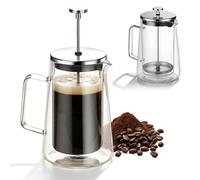 French pressa da 1000 ml: pressa francese trasparente in vetro borosilicato e acciaio inossidabile, resistente a temperature estreme, caffettiera a doppia parete isolata per caffè e tè