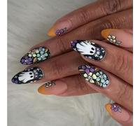 French Skull Floral Press On Nails Halloween ABS riutilizzabile arte finta per le donne o modello falso