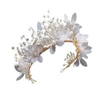 French Style Braided Rice Bead Headband - Princess Flower Headdress For Weddings & Photos