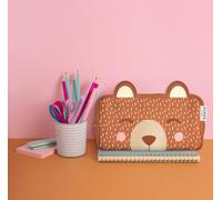French Tendance - Astuccio scolastico per bambini, divertente per bambini, con orsetto - per riporre forniture e penna, matita - ragazza e ragazzo, grande scomparto - astuccio scolastico, viaggio