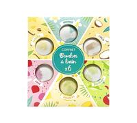 French Tendance - Cofanetto 6 bombe da bagno - 6 x 60 g - Effetto rilassante, Momento Rilassante - Moii, Vaniglia, Coco, Ananas, Mela, Fiore di ciliegio - Kit bomboletta da bagno in schiuma