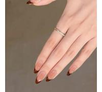 French Tip Mandorla Artificiale Leopardi Disegni Acrilico Falso Full Covers Stick on 24Pcs Valentine ' s Day Art