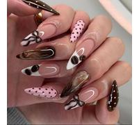 French Tip Press Nails Dot Gradient Art Elegant Manicure per le donne French Design Unghie finte