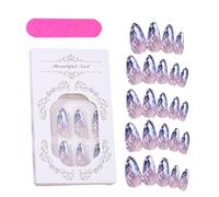 French Tip Press Nails - French Tip False Nails | Unghie indossabili di | Goccia d'acqua unghie indossabili, unghie falsi lucidi quadrati, di di diamanti, unghie a squalo fra