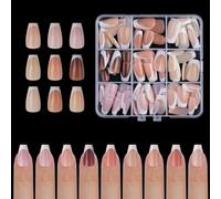 French Tip Press On Nails Breve Piazza Unghie Finte Lucide Unghie Pieno Acrilico Unghie Finte