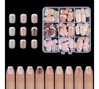 French Tip Press On Nails Unghie finte Punte a mandorla Unghie finte bianche Pieno Stick On Unghie Riutilizzabili Per Le Donne