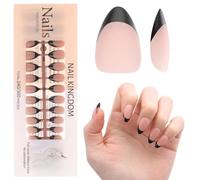 French Tips Gel x Nail Tips, 240 pezzi Unghie finte pre-applicate con primer e base coat, 15 misure Unghie finte in gel morbido for estensione unghie fai da te(Matte Black-Deep Bronze S Almond)