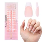 French Tips Gel x Nail Tips, 240 pezzi Unghie finte pre-applicate con primer e base coat, 15 misure Unghie finte in gel morbido for estensione unghie fai da te(Matte White-LN White L Coffin)