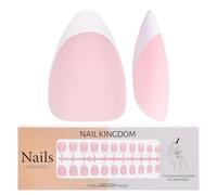 French Tips Gel x Nail Tips, 240 pezzi Unghie finte pre-applicate con primer e base coat, 15 misure Unghie finte in gel morbido for estensione unghie fai da te(Matte White-Pink S Almond)