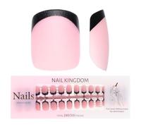 French Tips Gel x Nail Tips, 240 pezzi Unghie finte pre-applicate con primer e base coat, 15 misure Unghie finte in gel morbido for estensione unghie fai da te(Matte Black-Pink XS Coffin)