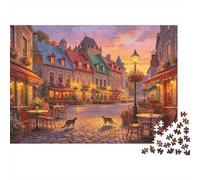 French Town Puzzle for Adults 1000Pc Recyclable Warm Sunset Art Senior Puzzles Impossibile, duro e difficile Stimolante Allevia la demenza senile Activity 70x50cm/1000pcs