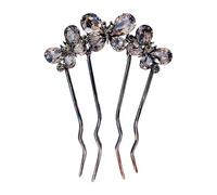 French Twist Hair Pin, 4-Prong, 3.74x1.97 inches Charming Design, Rhinestone Updo Stick, U-Shape Hair Accessory, for Women Girls Wedding Formal Banquet Party Celebration