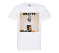 French Unicorn T-Shirt Uomo Girocollo Cotone Bio Charles Mingus Album Cover Black Saint Sinner Lady Jazz, bianco, L