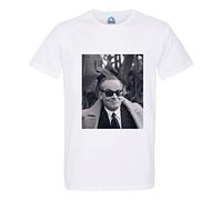 French Unicorn T-Shirt Uomo Girocollo Cotone Bio Jack Nicholson Attore Sigaretta Foto Nero e Bianco Cinema, bianco, M