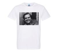 French Unicorn T-Shirt Uomo Girocollo Cotone Bio Jack Nicholson Attore The Shining Photo Nero e Bianco Cinema, bianco, L