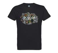 French Unicorn T-Shirt Uomo Girocollo Cotone Bio Picasso Firma Pittura Famosa Pittore Artista Cubismo Surrealismo, Nero , S