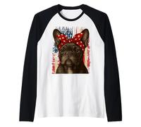 Frenchie 4 luglio Cane francese bandiera USA Dov'è la zampa Maglia con Maniche Raglan