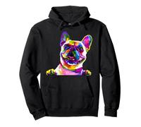 Frenchie Bulldog Francese Ritratto Pop Art Bouledogue Felpa con Cappuccio
